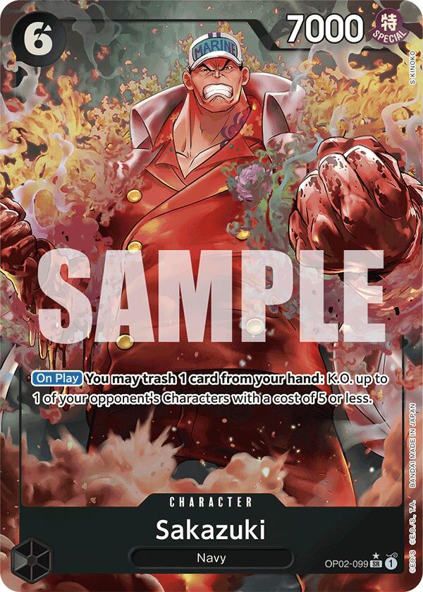 op02 rare cards [ONE PIECE CARD GAME/[PRB-01] ONE PIECE CARD THE BEST]Sakazuki OP02-099 Foil - [PRB-01] ONE PIECE CARD THE BEST [SUPER RARE] [Near Mint]
