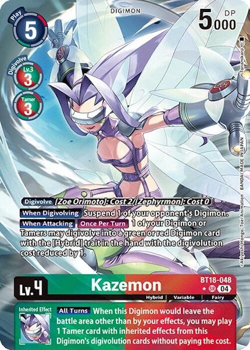 Digimon Trading Card Game Release Special Booster 2.0 Super Rare Kazemon BT18-048 [Alternate Art]