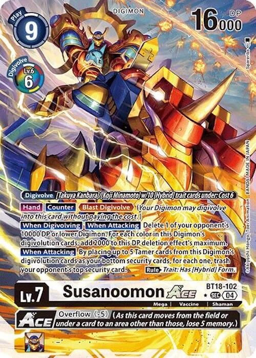 rare digimon cards Digimon Trading Card Game Release Special Booster 2.0 Secret Rare Susanoomon ACE Bt18-102 [Alternate Art]