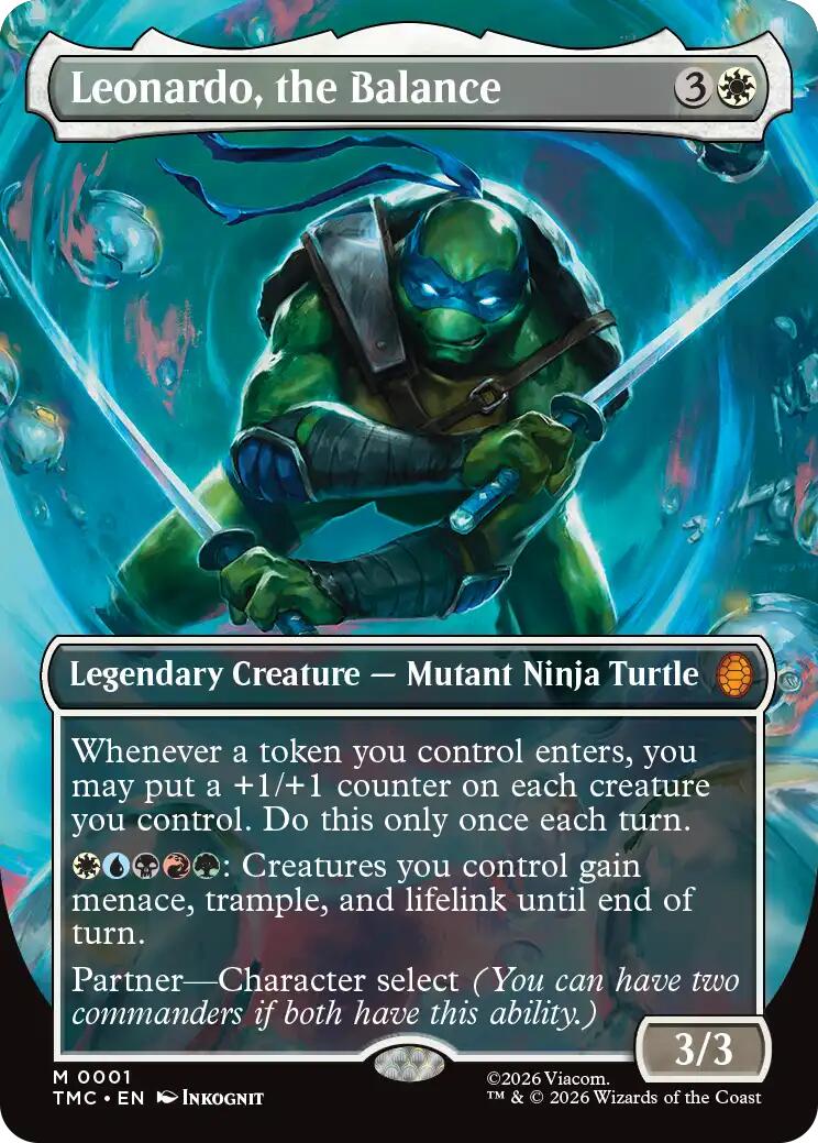 mtg borderless cards Leonardo, the Balance (0001) (Borderless) [TMC - 1 - Mythic]