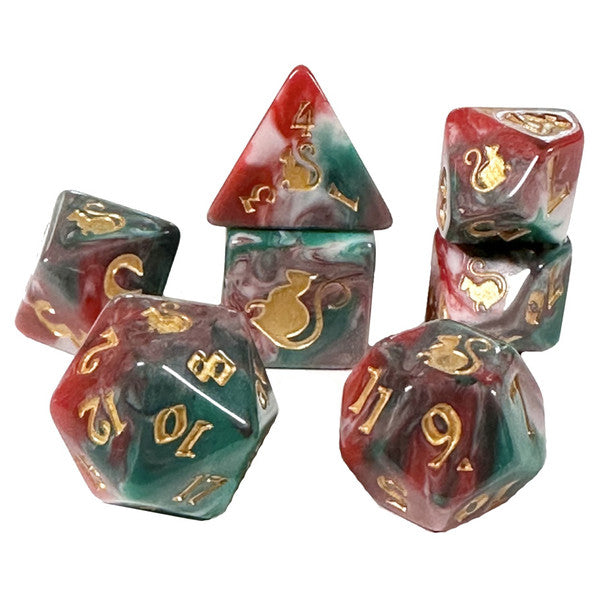 7-Set Polyhedral Dice - Kitty Clacks: Lucky
