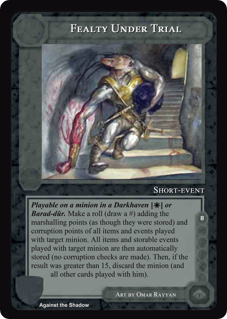 Fealty Under Trial - Against the Shadow - Middle Earth CCG / TCG