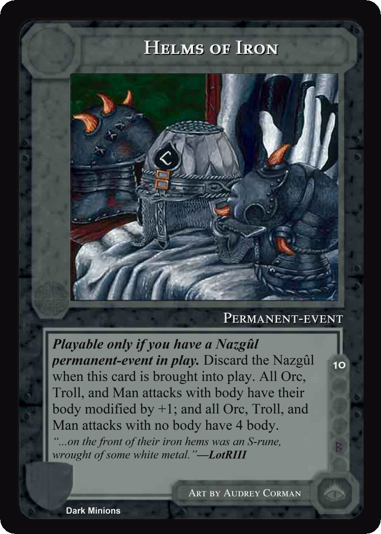 Helms of Iron - Dark Minions - Middle Earth CCG / TCG