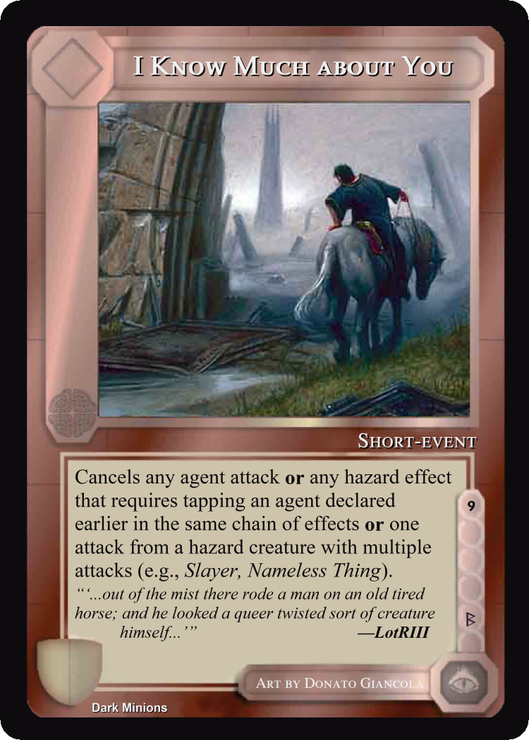 I Know Much About You - Dark Minions - Middle Earth CCG / TCG