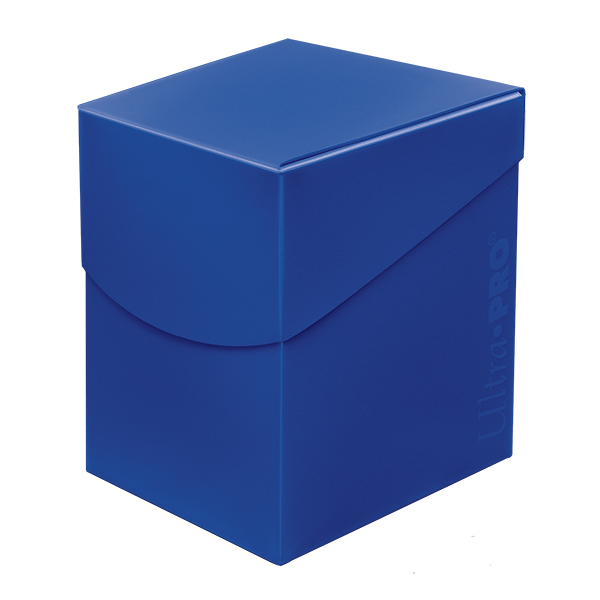 Blue card storage box on a white background
