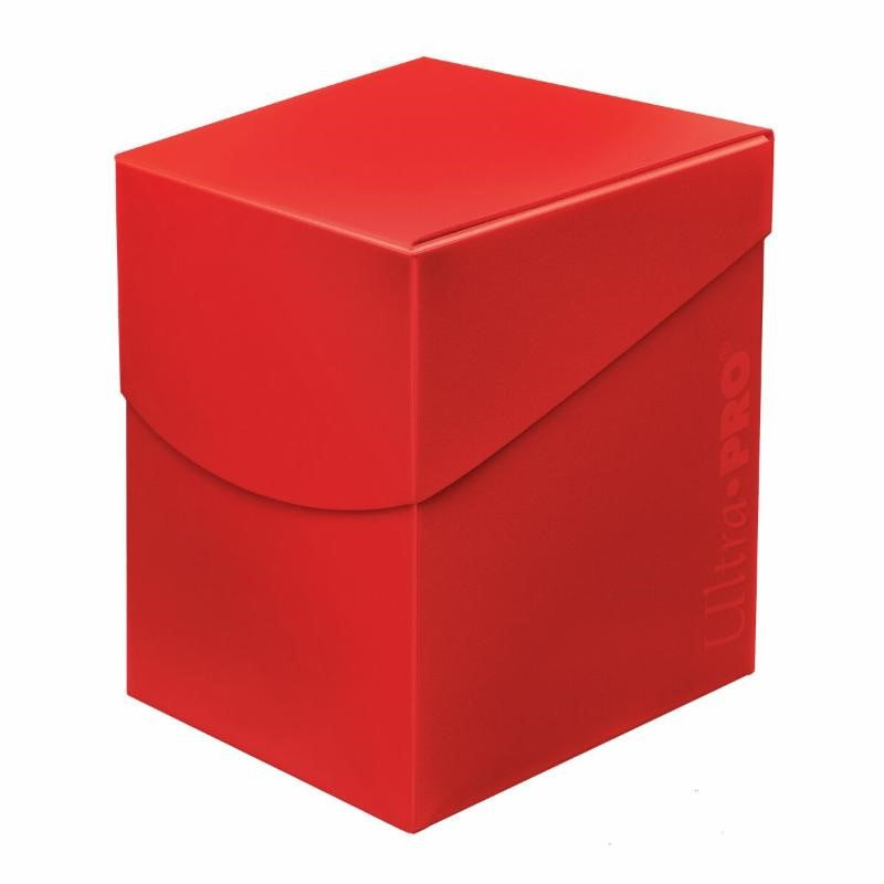 Red deck box with a brand logo on a white background