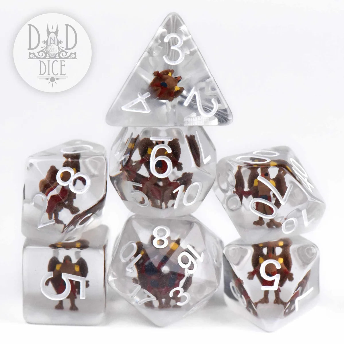 bird man dice set stacked