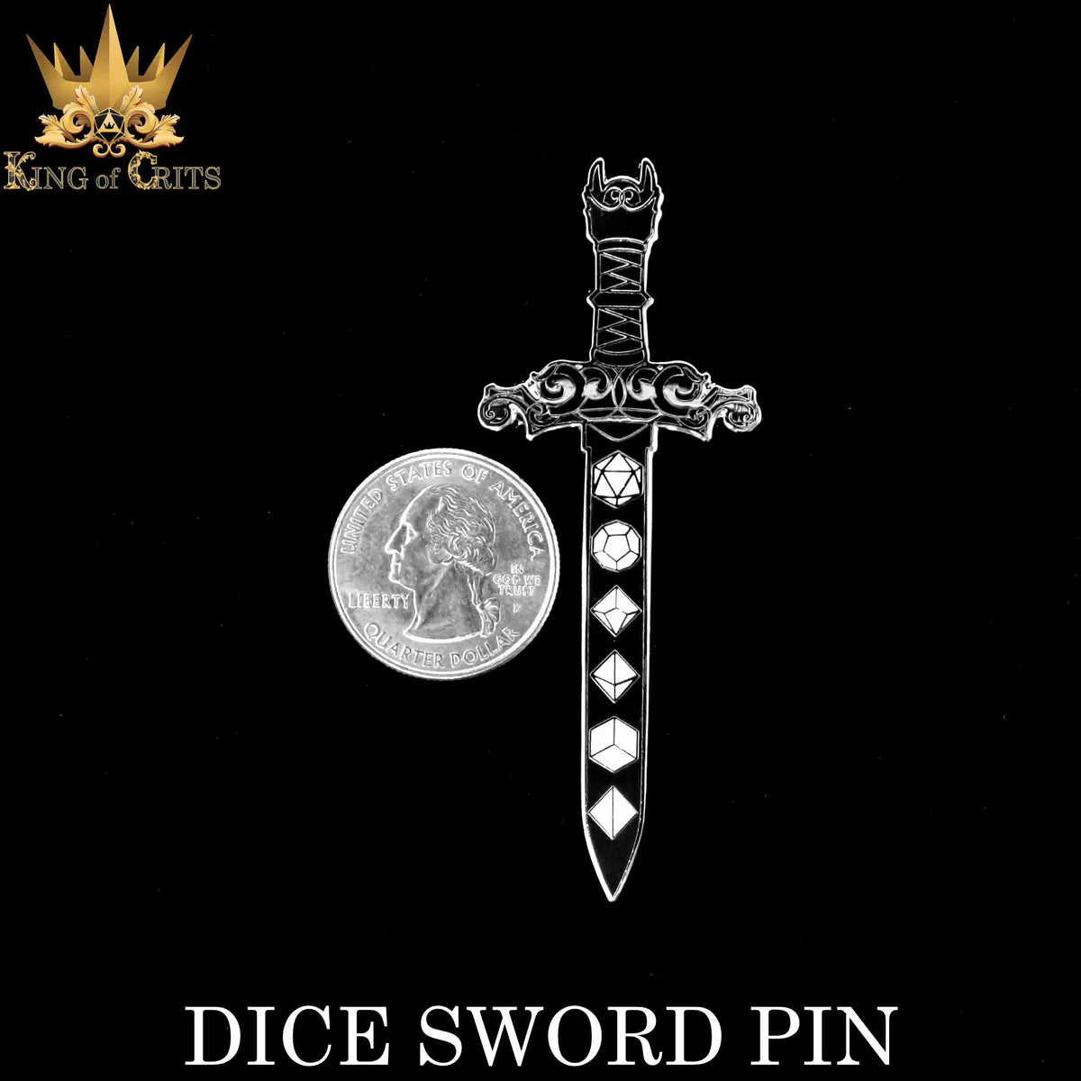 Dice Sword Pin Size