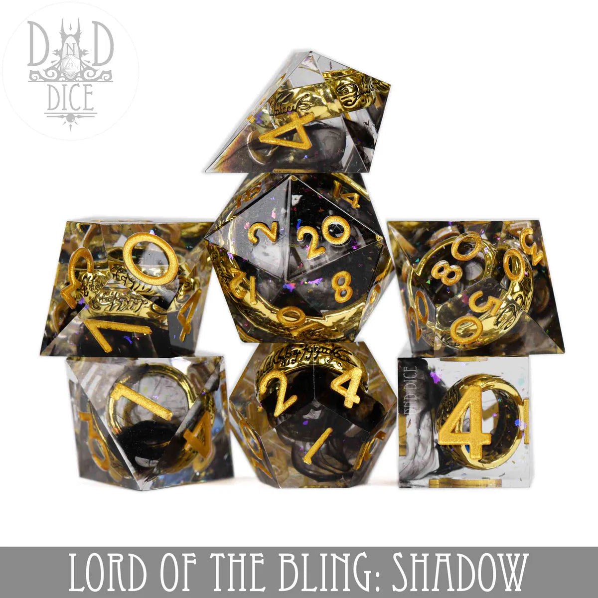 Lord of the Bling: Shadow - (Handmade) - 7 Dice Set