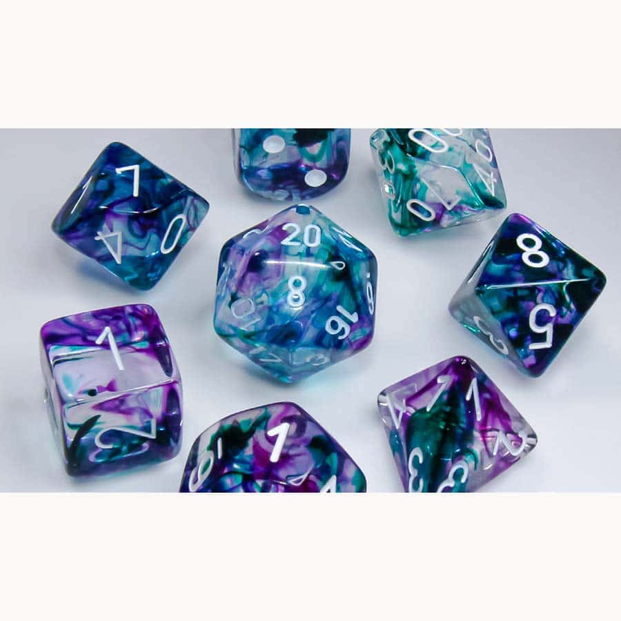 CHESSEX: POLYHEDRAL LAB DICE DICE SETS - Fluorite / White