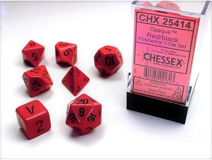 Chessex Opaque Red/Black Polyhedral 7-Die Set