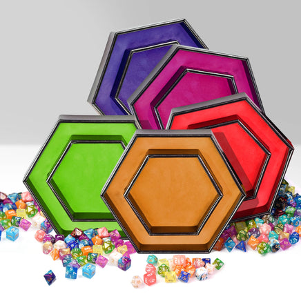 Hexagon Dice Tray & Dice Box Case All-In-One - Multiple Colors Available