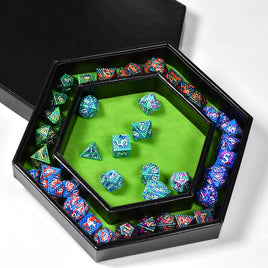 Hexagon Dice Tray & Dice Box Case All-In-One - Multiple Colors Available