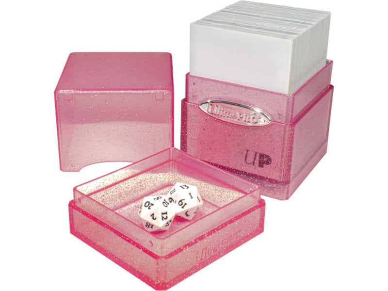ultra pro satin tower deck box glitter pink