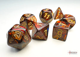Chessex: Mini Polyhedral Dice set - Scarab - Blue Blood / Gold