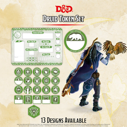 Dungeons & Dragons - 5e: Token Set- Druid Set (Player Board & 23 tokens)