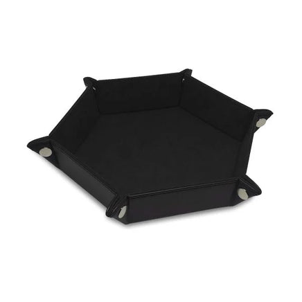 Foldable Dice Tray / Box - Leather Folding Hexagon Shape black