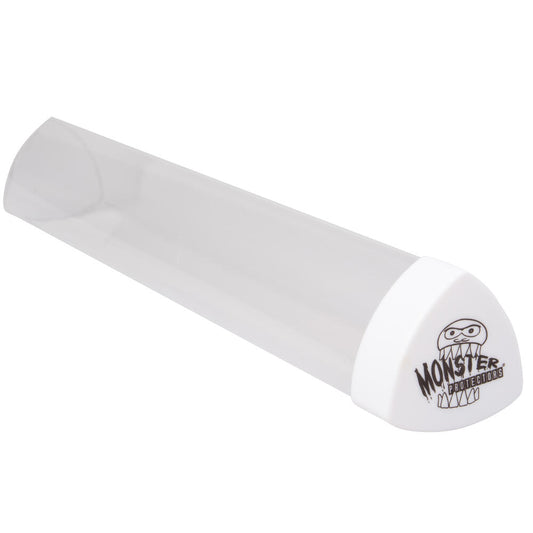 White cylindrical object with a logo on a white background