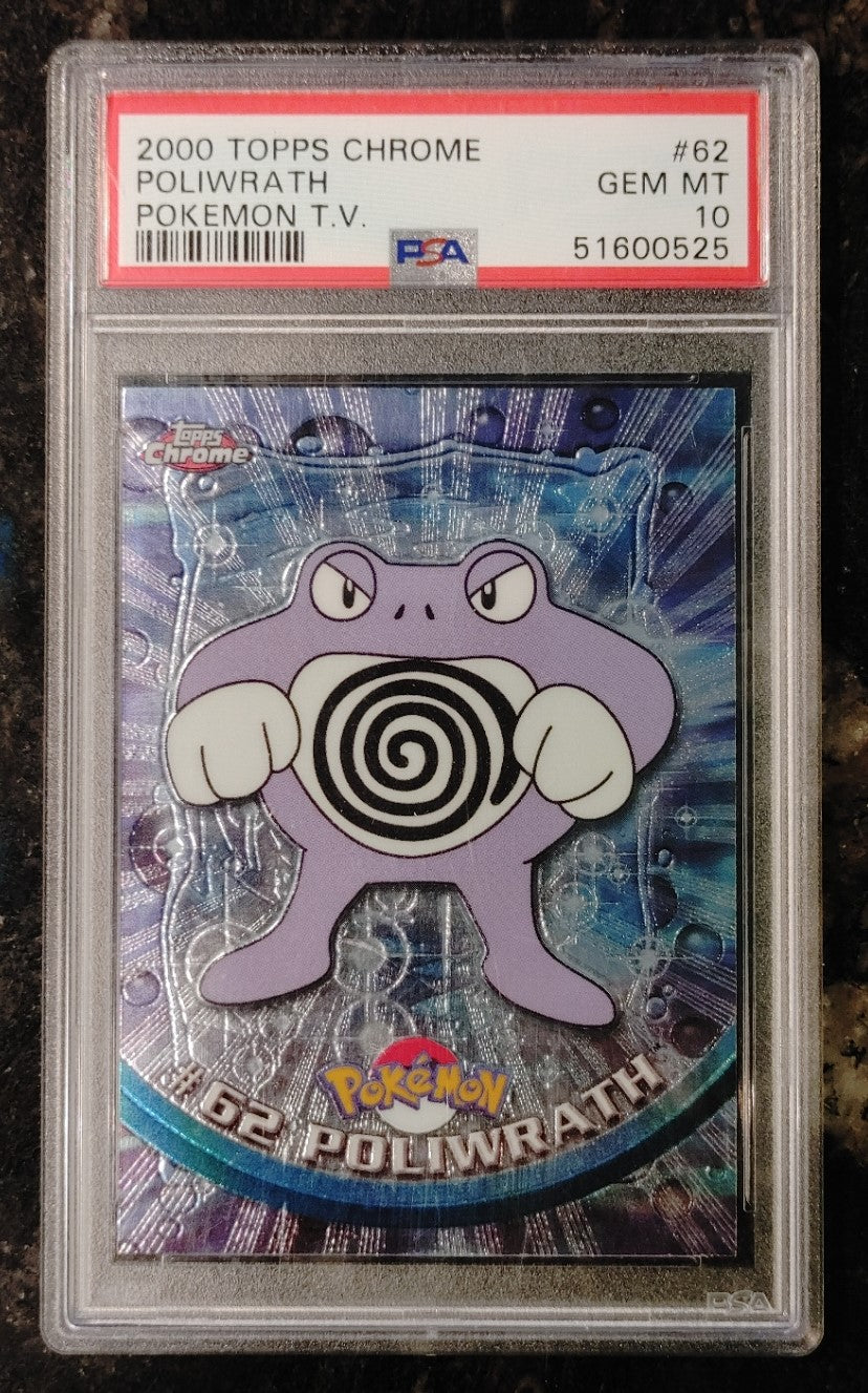 Pokemon 2000 Topps Chrome Poliwrath TV #62 - Mint