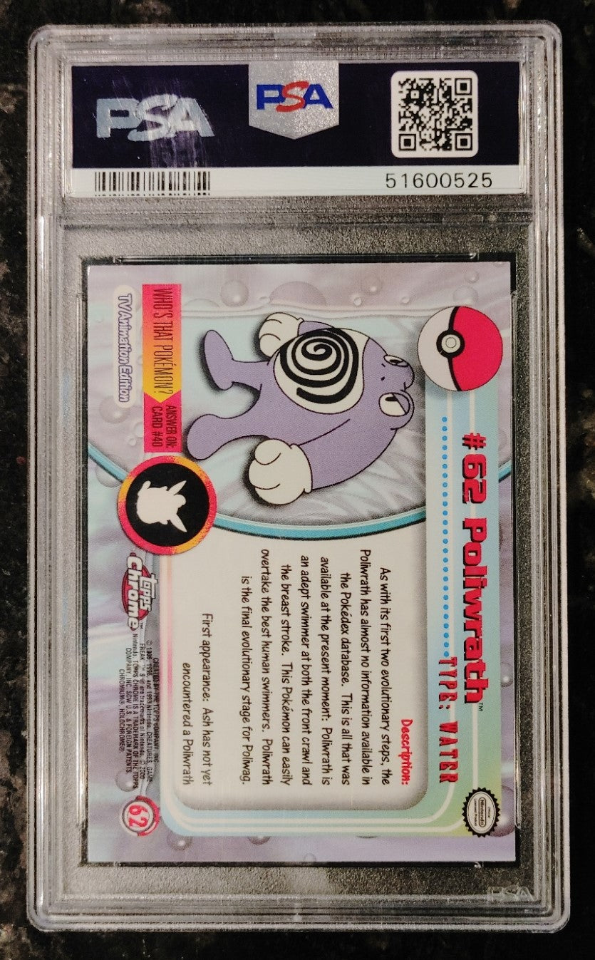 Pokemon 2000 Topps Chrome Poliwrath TV #62 - Mint