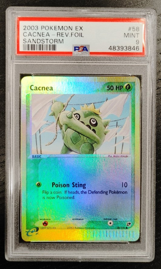 Pokemon Cacnea Reverse Foil 58 Sandstorm Graded PSA 9 Mint