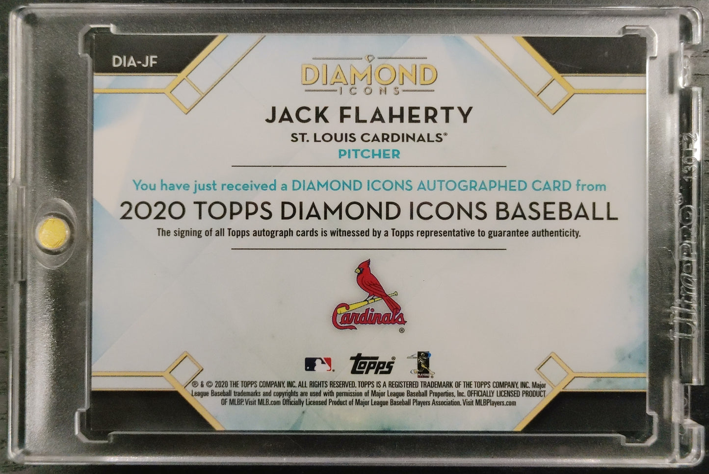 Autographed Jack Flaherty #7 / 10 2020 Diamond Icons Baseball