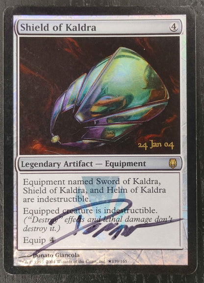 Signed Foil Shield Of Kaldra - Mirrodin Prerelease
