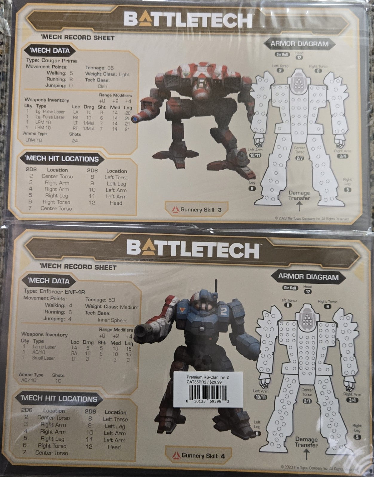 Battletech - Premium Record Sheets (Clan Invasion Set 2)
