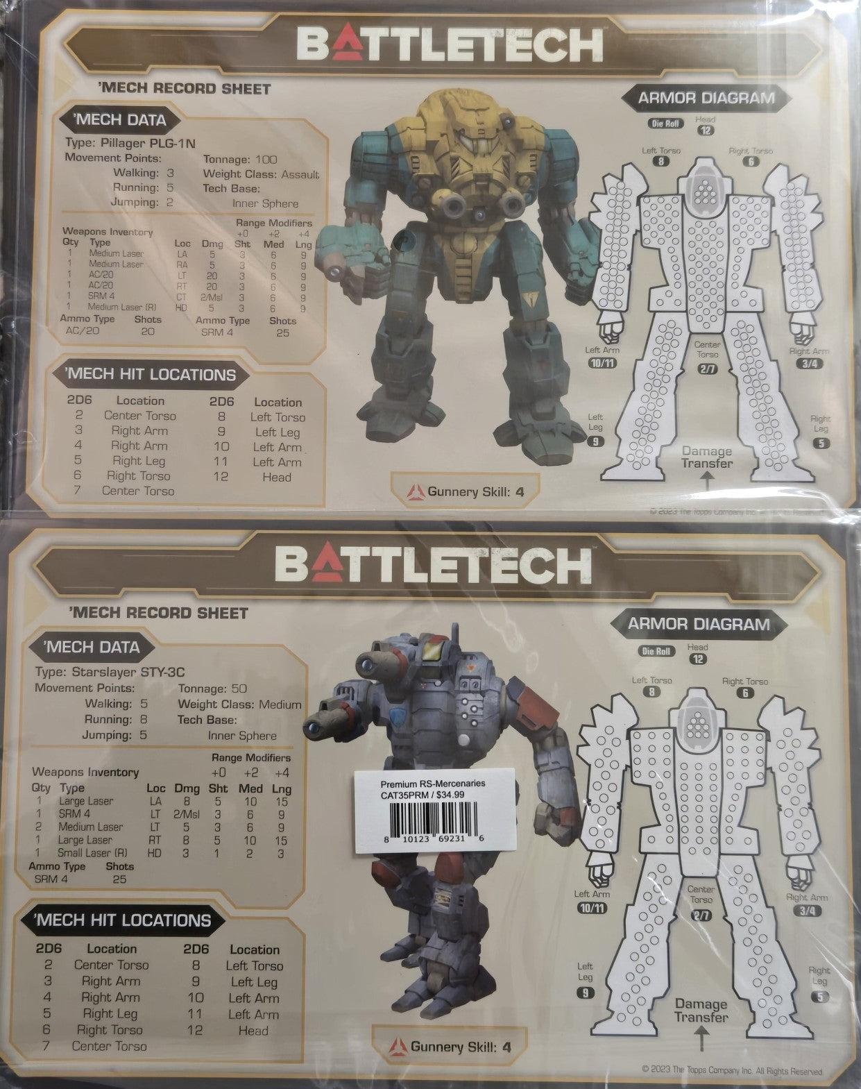 Battletech - Premium Record Sheets (Mercenaries)

