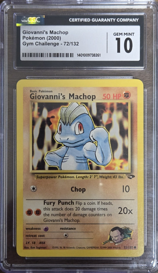 Pokemon Giovanni's Machop #72 Gym Challenge Graded 10 CGC Mint
