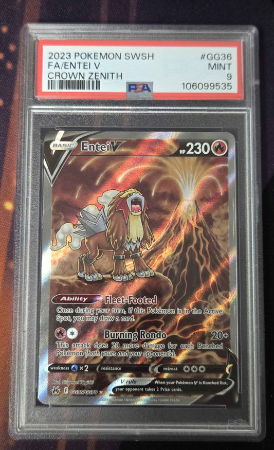 Pokemon Entei V # GG36 - Crown Zenith - PSA 9
