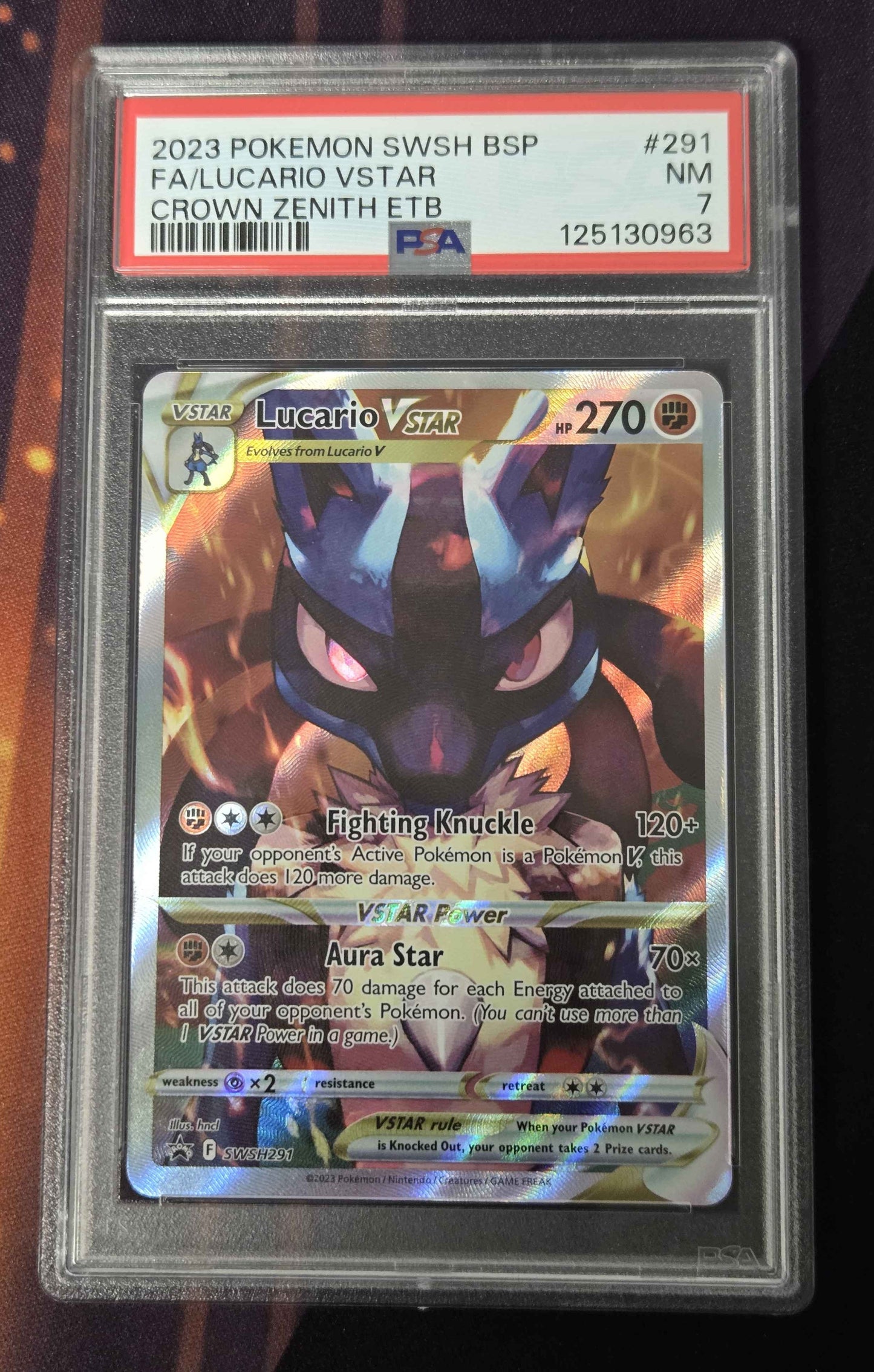 Pokemon Lucario VSTAR # 291 - Crown Zenith - PSA 7
