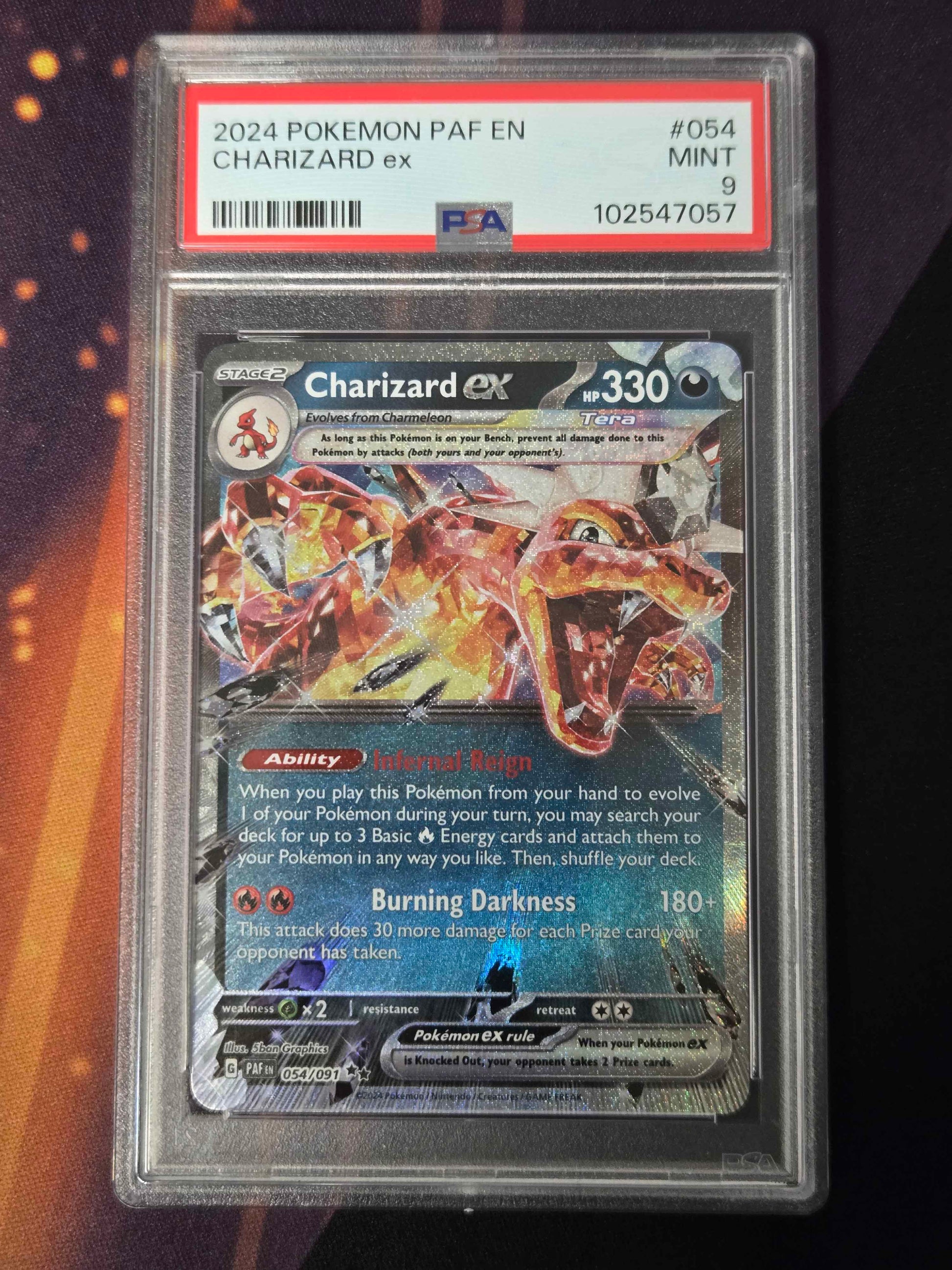 Pokemon Charizard ex # 054 - Paldean Fates - PSA 9
