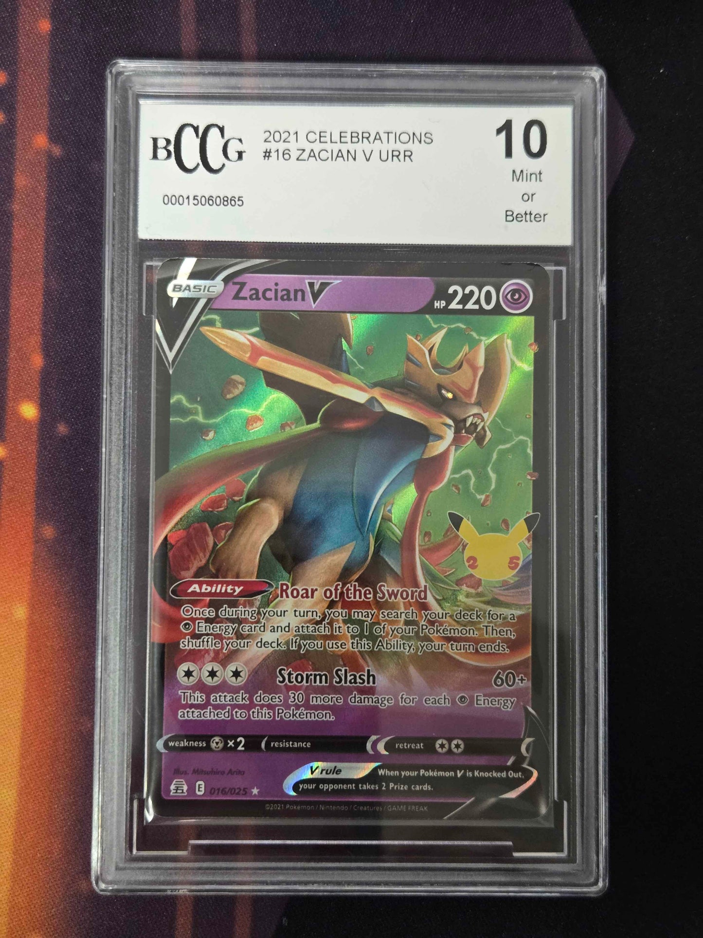 Pokemon Zacian V # 16 - Celebrations - Graded BCCG 10