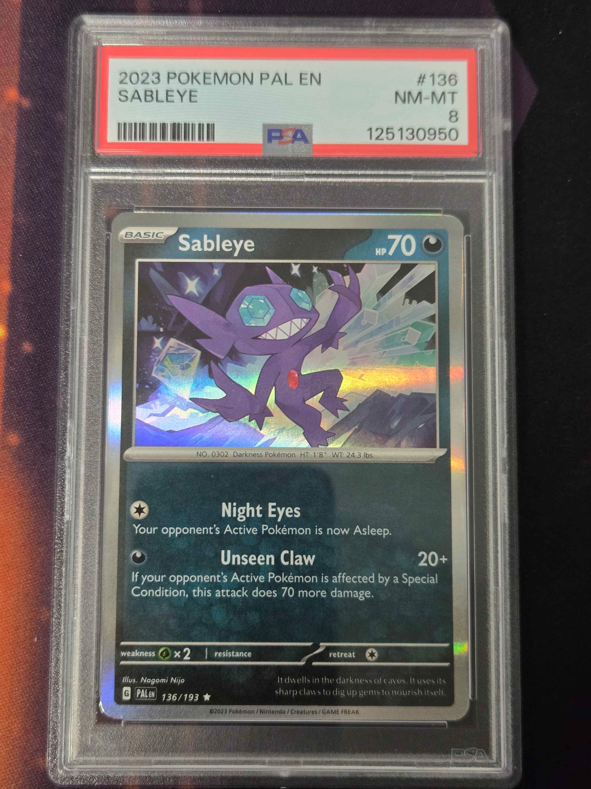 Pokemon Sableye # 136 - Paldea Evolved - Graded PSA 8

