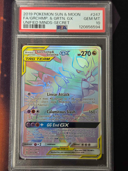 Pokemon Garchomp & Giratina GX # 247 - Sun & Moon - PSA 10
