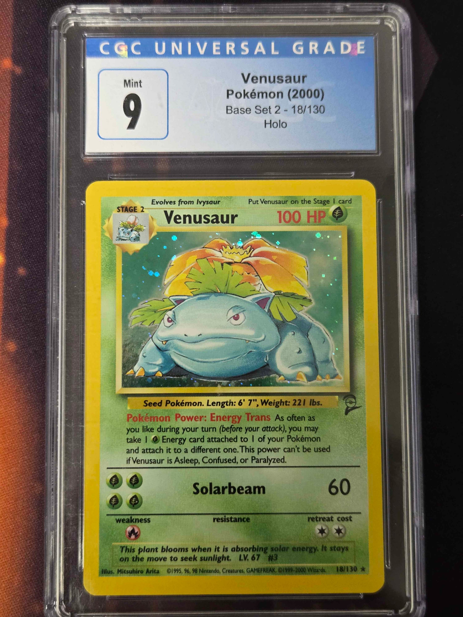 Pokemon Venusaur # 18/130 - Base Set 2 - Graded CGC 9
