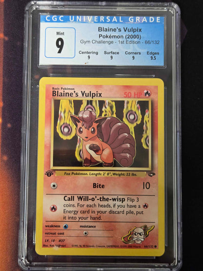Pokemon Blaine's Vulpix # 66/132 - Gym Challenge 1st Ed - CGC 9
