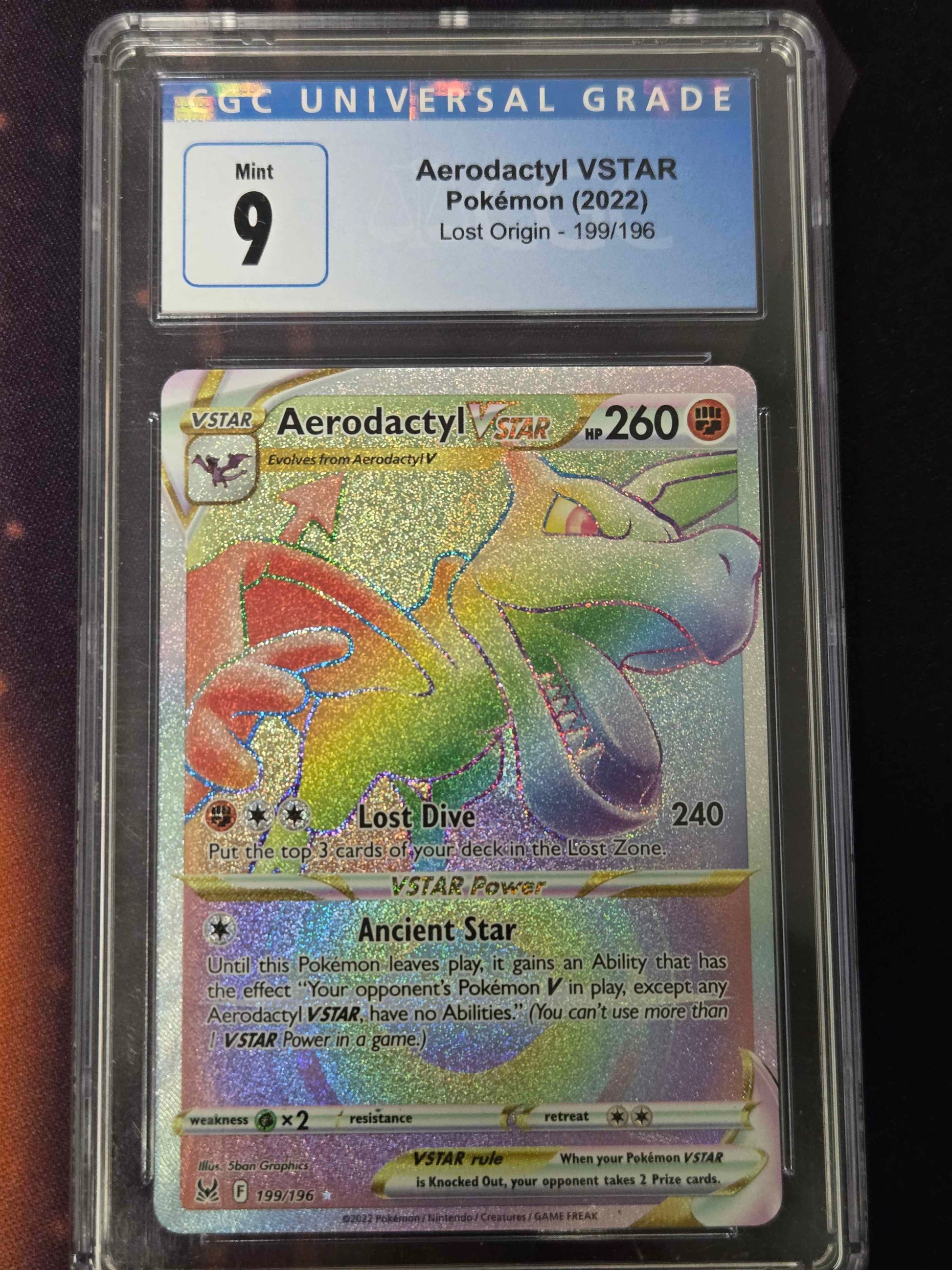 Pokemon Aerodactyle VSTAR # 199/196 - Lost Origin - Graded CGC 9
