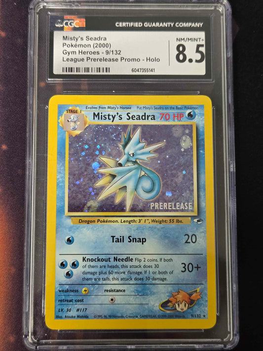 Pokemon Misty's Seadra # 9/132 - Prerelease Gym Heroes - Graded CGC 8.5
