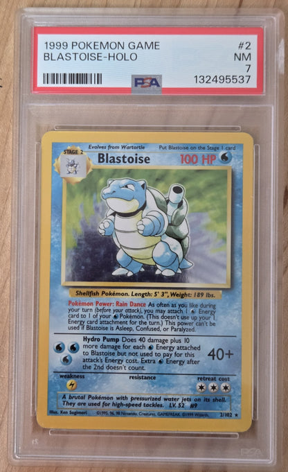 Pokemon Blastoise # 2 Base Set Unlimited - Graded PSA 7