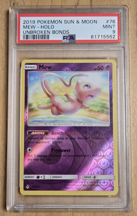 Pokemon Mew Reverse Holo # 76 - Unbroken Bonds - Graded PSA 9
