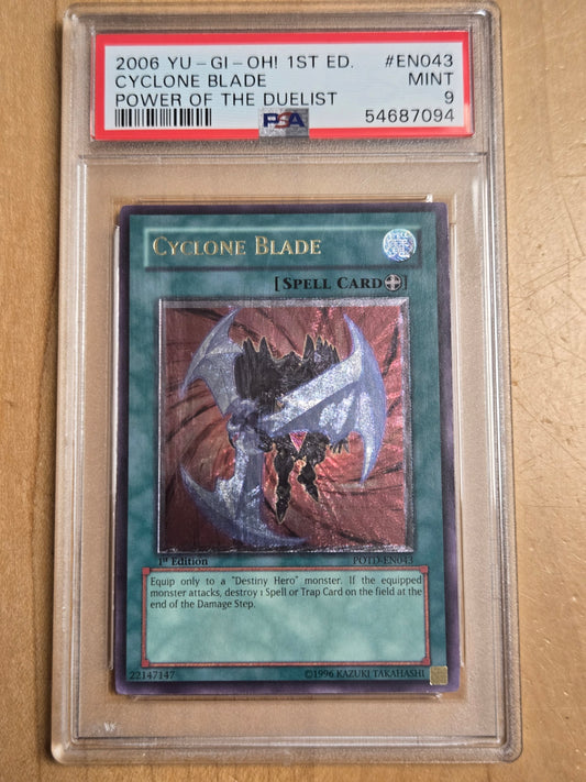 YuGiOh Cyclone Blade # EN043 - Power of the Duelist - Graded PSA 9
