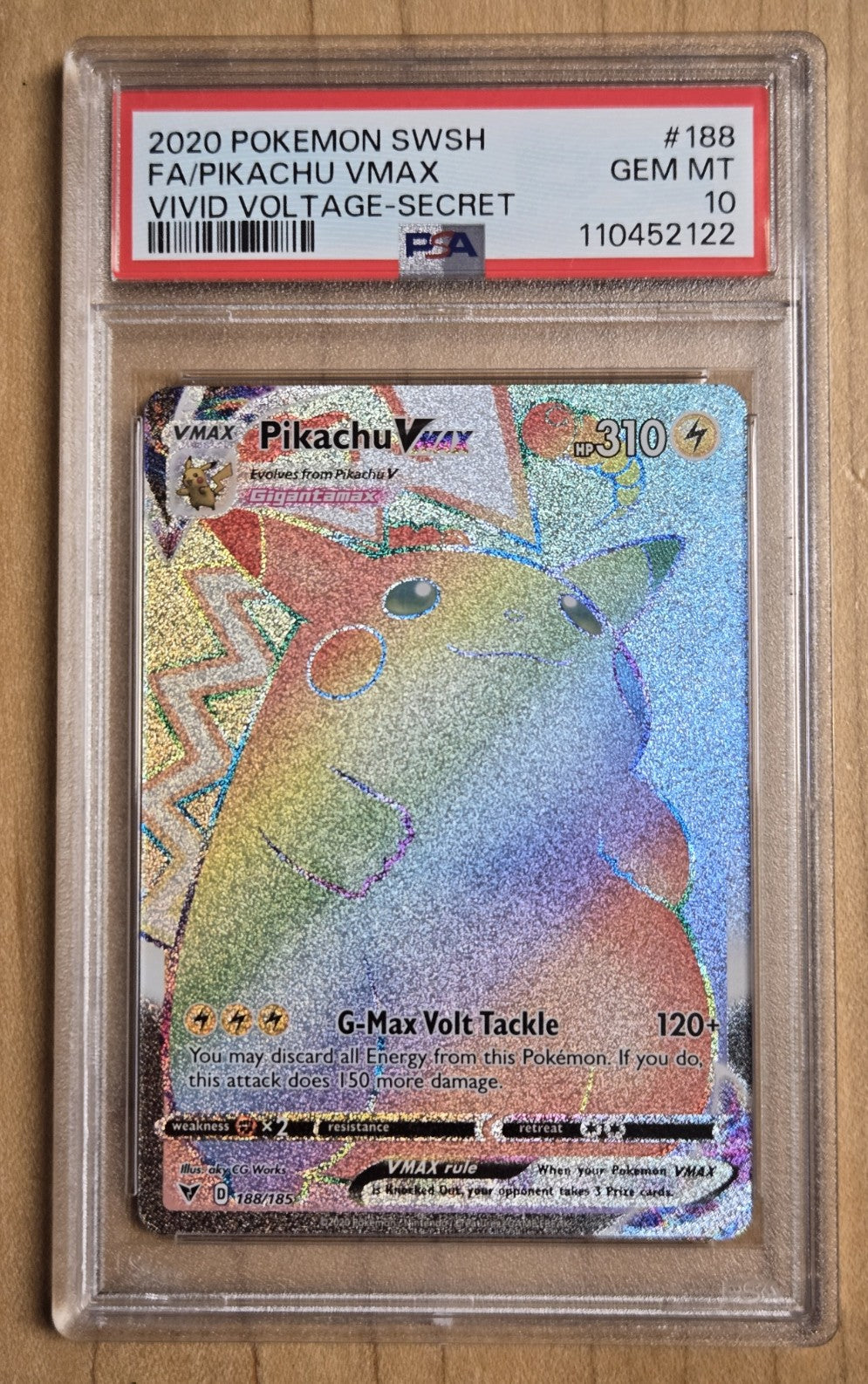 Pokemon Pikachu VMAX # 188 - Vivid Voltage - Graded PSA 10 Gem Mint
