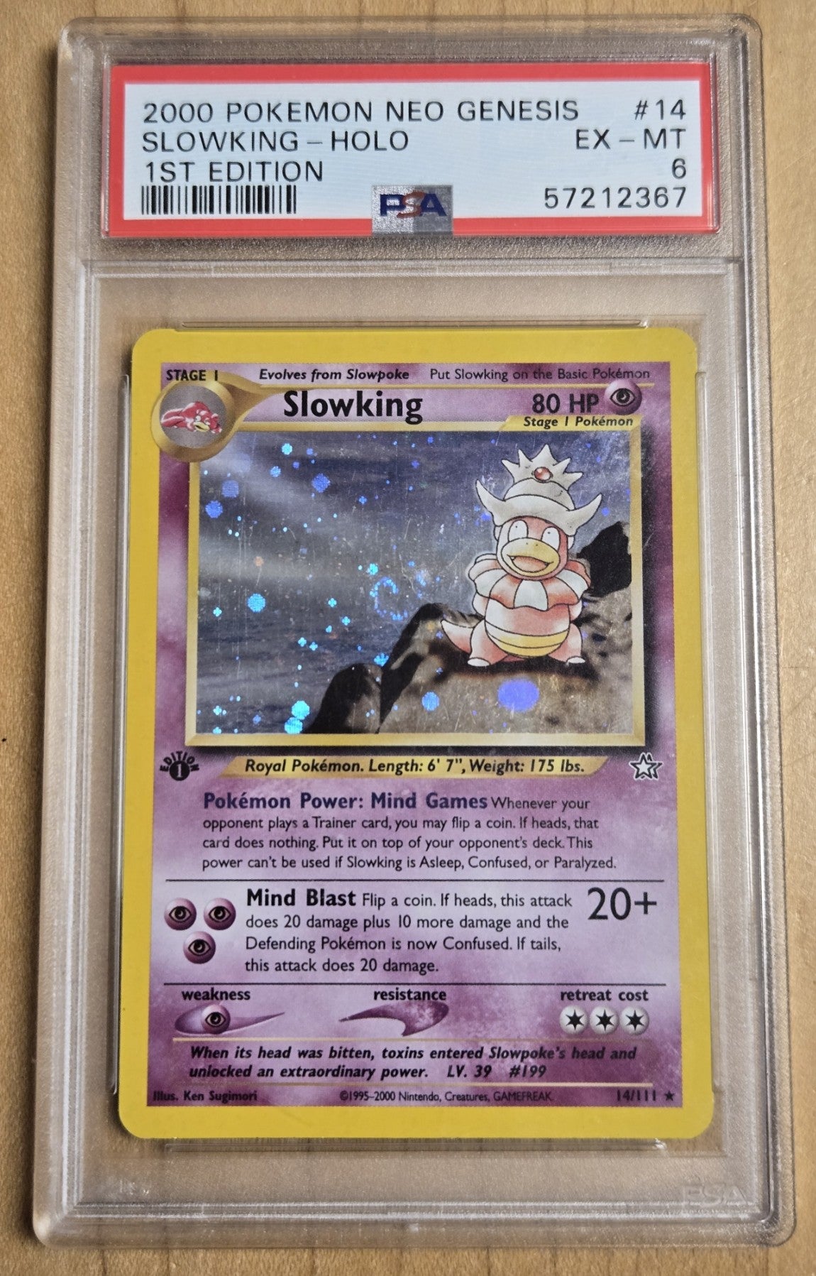 Pokemon Slowking # 14 1st Ed. with Swirl - Neo Genesis Graded PSA 6
