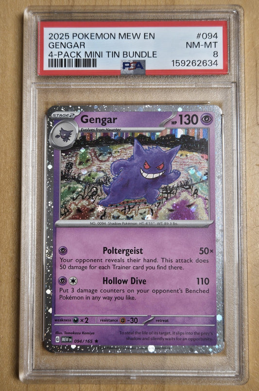 Pokemon Gengar # 094 - Mini Tin Bundle - Graded PSA 8
