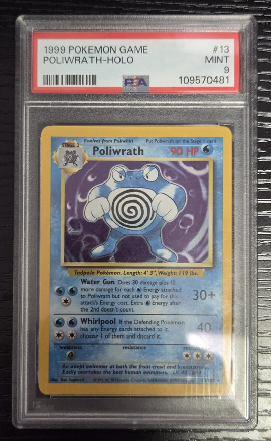 Pokemon Poliwrath # 13 - Base Set - Graded PSA 9
