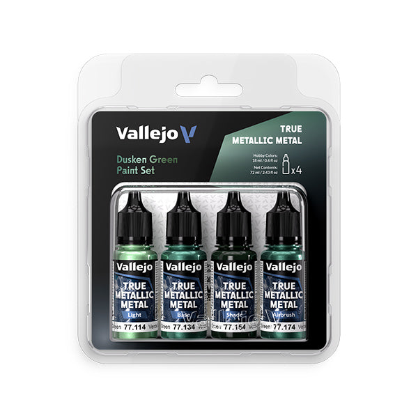Vallejo True Metallic Metal Set: Dusken Green (4 Color Set) 18 ml.

