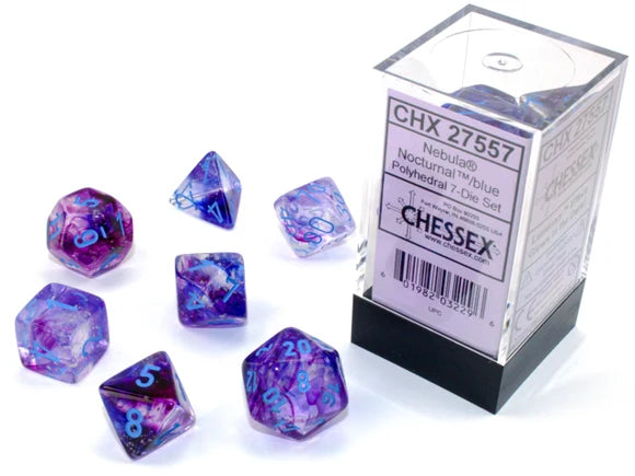 Chessex: Polyhedral Nebula Dice sets - Nocturnal / Blue
