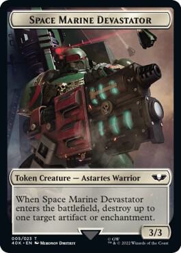 Soldier (002) // Space Marine Devastator Double-Sided Token (Surge Foil) (Back)